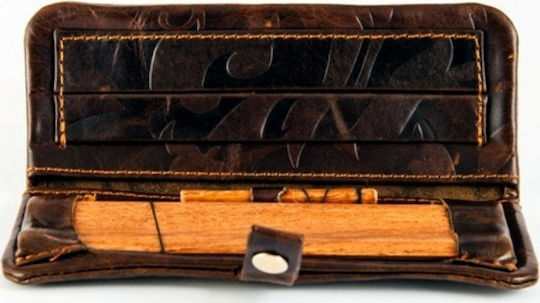 Original Kavatza Lady Mini Pouch Καπνοθήκη από Δερματίνη Καφέ με Κούμπωμα