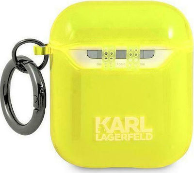 Karl Lagerfeld Choupette Case Silicone with Hook in Yellow color for Apple AirPods 1 / AirPods 2