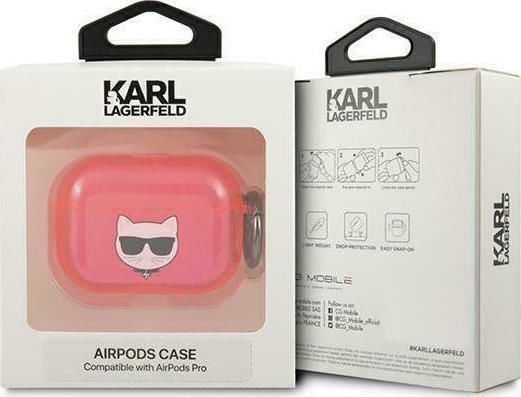 Karl Lagerfeld Choupette Silicone Case with Keychain Pink for Apple AirPods Pro
