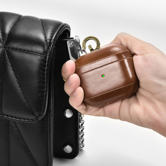 iCarer Vintage Leather Case with Keychain Brown for Apple AirPods 3