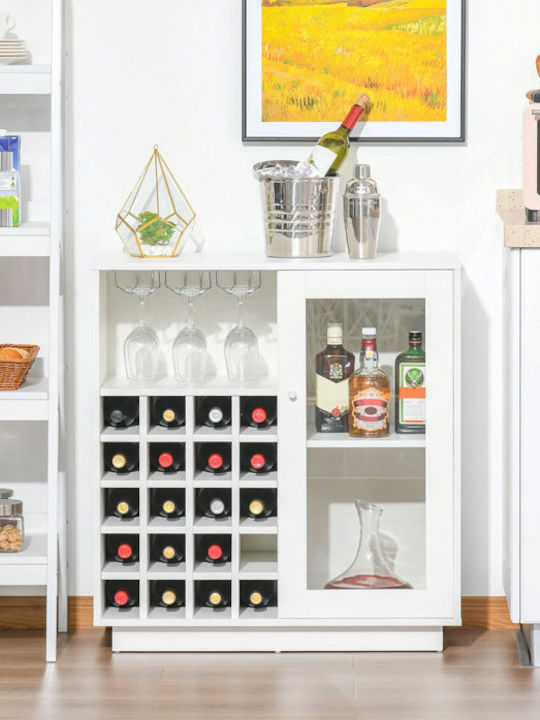 HomCom Freistehend Weinkeller Hölzernes Weiß 80x36x85εκ.