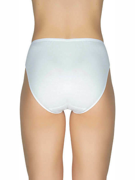 A.A UNDERWEAR Τai Plus 502 Bumbac Talie înaltă Femei Alunecare 2Pack cu Dantelă Albe 502P-2WH