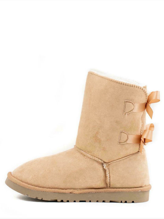Pyramis Remake Suede Women's Ankle Boots with Fur Beige