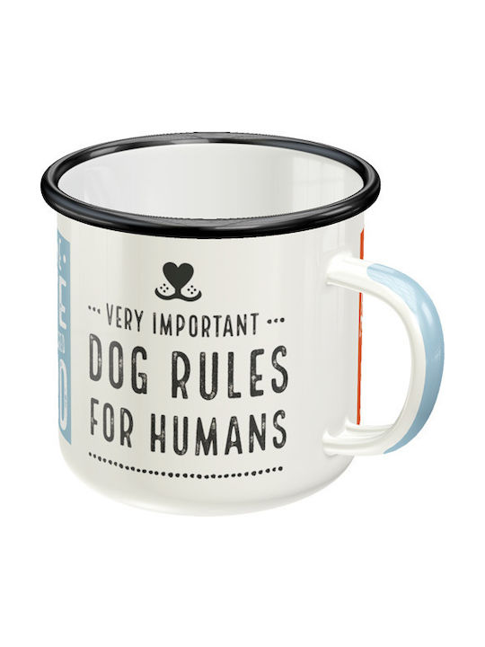 Nostalgic Art PfotenSchild - Dog Rules Becher Emaille Mehrfarbig 250ml