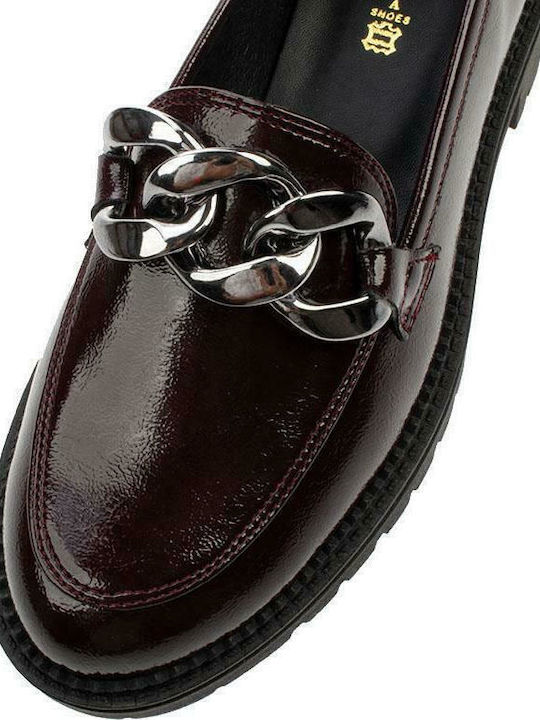 S Patent Leather Women's Moccasins in Burgundy Color