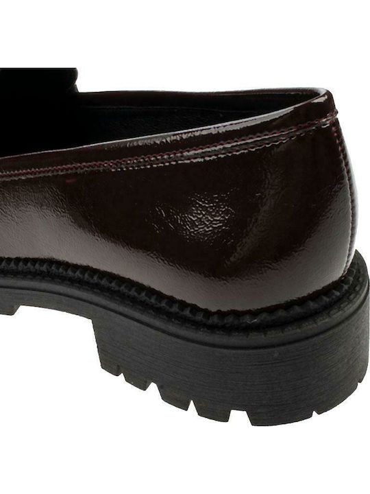 S Patent Leather Women's Moccasins in Burgundy Color