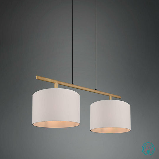Trio Lighting Korba Ρυθμιζόμενο Κρεμαστό Φωτιστικό Μπεζ Ράγα με Ντουί E27 105x40x150εκ.