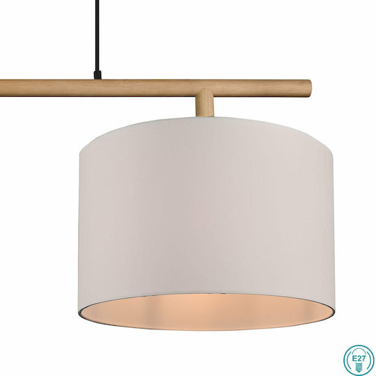 Trio Lighting Korba Ρυθμιζόμενο Κρεμαστό Φωτιστικό Μπεζ Ράγα με Ντουί E27 105x40x150εκ.