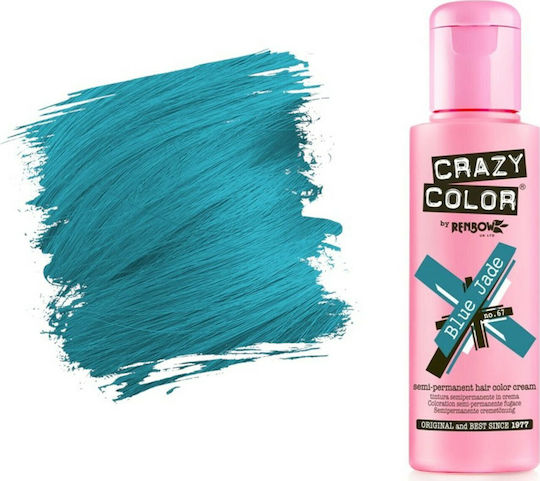 Crazy Color Semi-Permanent Προσωρινή Βαφή Μαλλιών Blue Jade 67 100ml 15gr