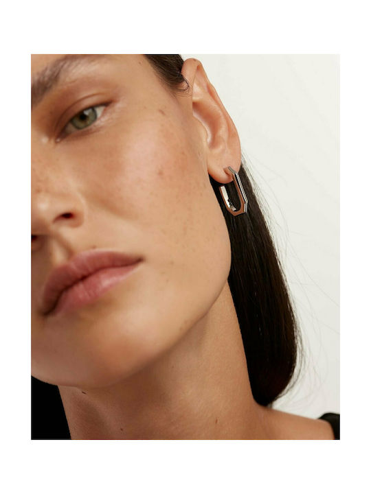 P D Paola Signature Link Earrings Hoops with Stones