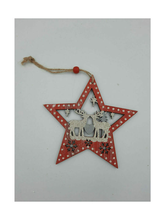 Ornament Star Wooden Red 14x14cm Ornament Star Wooden Red 14x14cm