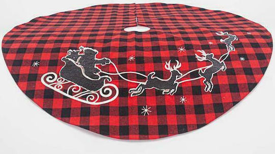 Eurolamp Red Plaid Skirt with Carriage Christmas Tree Skirt Fabric ''Santa Claus'' Red M90xP90xH90cm. Set 2pcs