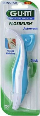 GUM Flosbrush Automatic 847 Waxed Dental Floss with Mint Flavour & Handle Blue 30m