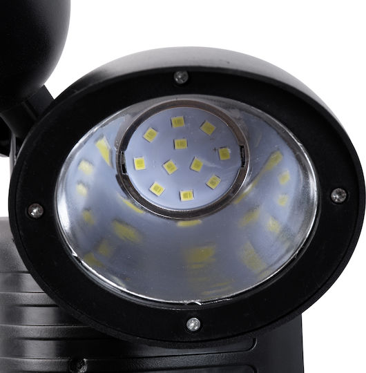 GloboStar Στεγανός Ηλιακός Προβολέας LED 10W Ψυχρό Λευκό 6000K με Αισθητήρα Κίνησης IP54