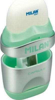 Milan Capsule Silver Plastic Pencil Sharpener Barrel with Eraser (Μiscellaneous Colours)