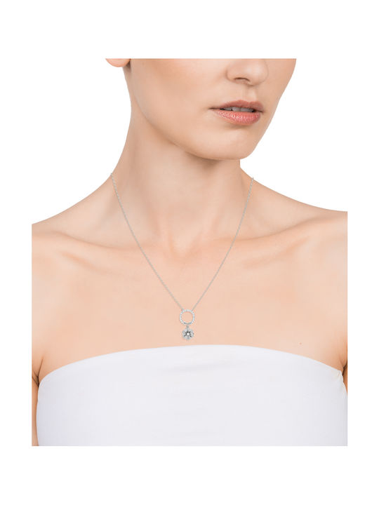 Viceroy Necklace with design Flower from Silver with Zircon Elegant Colection