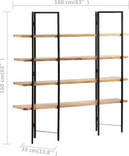 vidaXL Bücherregal aus Mangoholz 160x35x160cm