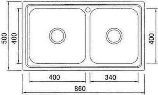 Karag BL 888 BL888 Drop-In Sink Right Inox Satin W86xD50cm Silver