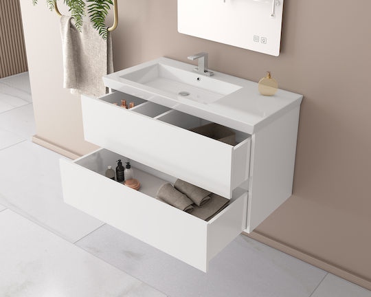 Drop Luxus 70 Countertop with Sink & Mirror L68xW40xH50cm White