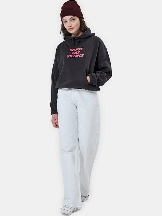 Cropped Women's Sweatshirt Hooded Gray