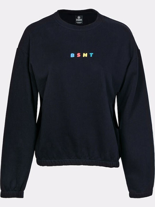 Gekürzt Damen Sweatshirt Schwarz