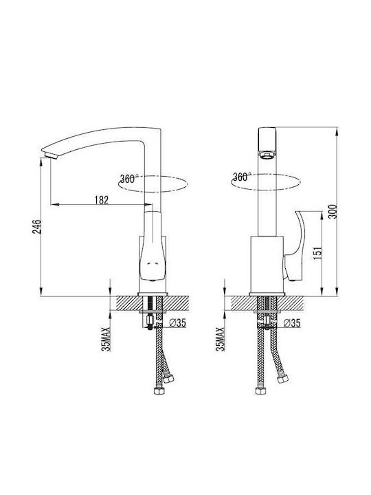 Karag Fagus Kitchen Faucet Counter Silver