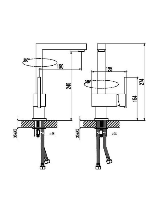 Karag Rubicon QM56 Kitchen Faucet Counter Silver