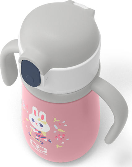 Monbento MB Stram Sticlă Pentru Copii Termos Oțel Inoxidable Cu Pai Roz 360ml