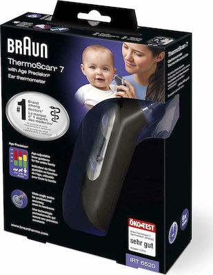 Braun IRT 6520 Ψηφιακό Θερμόμετρο Αυτιού με Υπέρυθρες Κατάλληλο για Μωρά Μαύρο