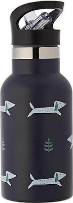 Fresk Kids Stainless Steel Thermos Water Bottle with Straw Black 350ml