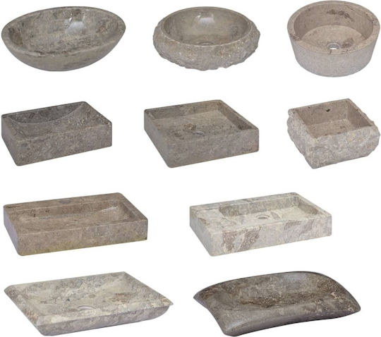 vidaXL Επικαθήμενος Νιπτήρας Πέτρινος 40x40cm Γκρι
