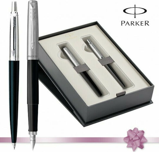 Parker Jotter Pen Set Ballpoint with Fountain Pen Black CT in a case (in a paper cassette)