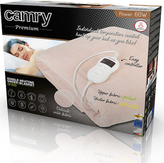 Camry CR 7423 Pătură Electrică Single Lavabilă cu Temporizator Bej 60W 80x150cm