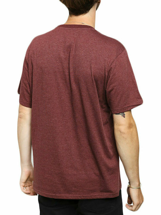 Element Basic Pocket Label Men's Short Sleeve T-shirt Burgundy