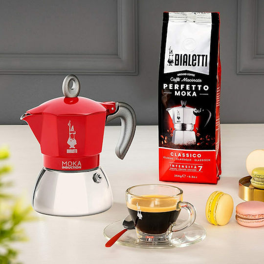 Bialetti Moka Induction Espresso Pot 4 Cups Red