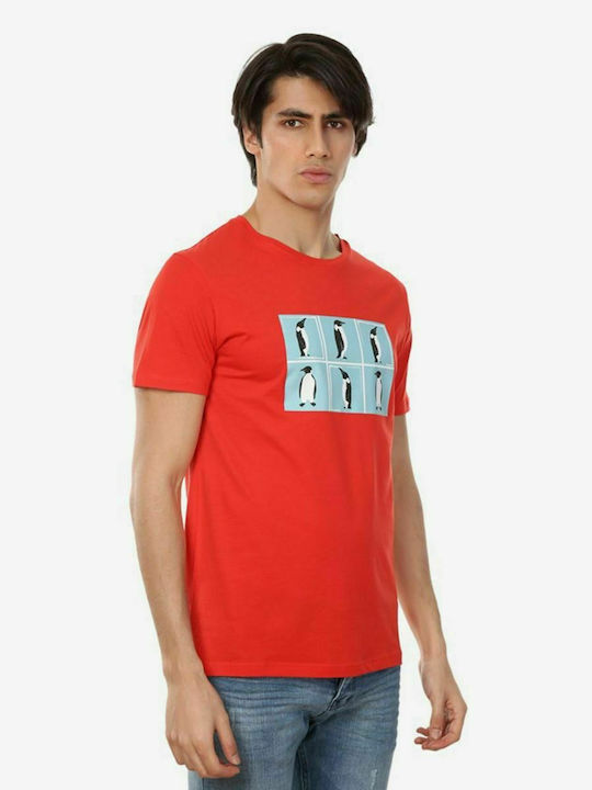 John Frank Penguins Men's Short Sleeve T-shirt Red