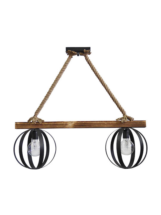 Heronia Lama Pendant Light Black Rail with Socket E27 80x24cm