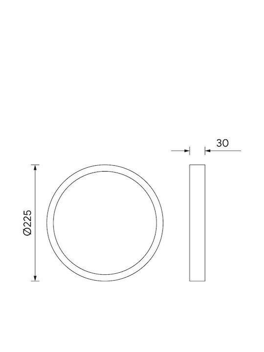Metanor Round Outdoor LED Panel 18W with Natural White Light 4000K 22.5cm