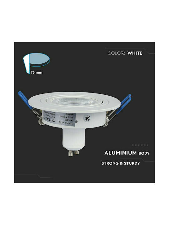 V-TAC Round Metallic Frame for Spot GU10 White 9x9cm. 1pcs