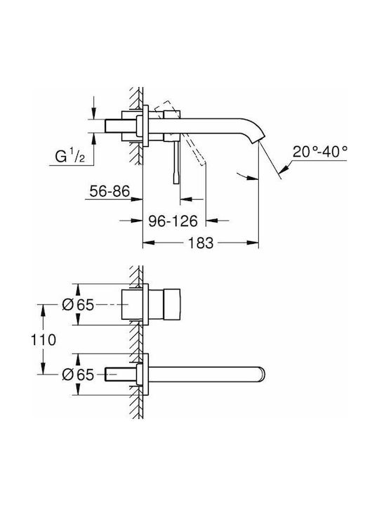 Grohe Essence Built-in Mixer & Spout Set for for Bathroom Sink 1 Exit Brushed Warm Sunset