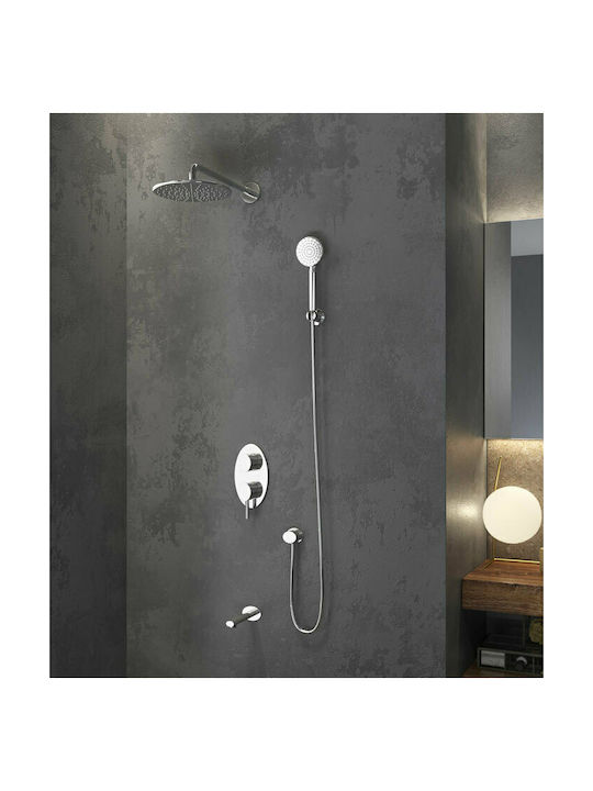 Karag Sinar Built-In Mouthpiece & Showerhead Set with 3 Exits Inox Silver