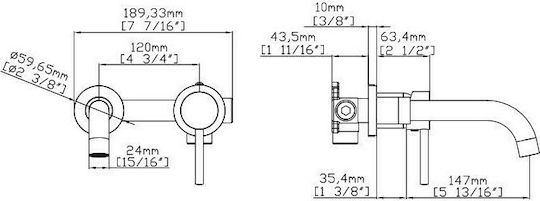 Karag Artemis Set Mixer & Gură Îngropată pentru Lavabo 1 Ieșire Inox Oro