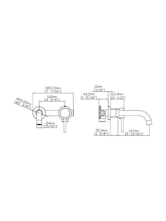 Karag Artemis Built-in Mixer & Spout Set for for Bathroom Sink 1 Exit Inox Black Matt