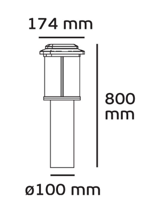 VK Lighting Outdoor Floor Lamp Small Post 20W IP23 for E27 Light Bulb Black