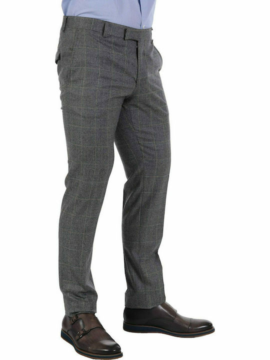 TOM FRANK CHINO TROUSERS CHECK BL-118 GREY