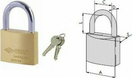 Cisa Steel Padlock Brass with Key Brass 20mm 1pcs