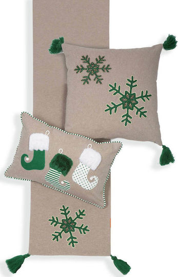 Nef-Nef Homeware Christmas Decorative Square Pillowcase Snow Time LIght Grey 45x45cm