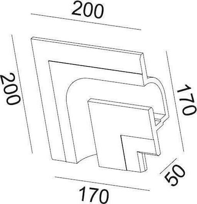 Aca Corner Gypsum Profile for LED Strips Gypsum Profile for LED Strip Left Angle 20x20x5cm Recessed Mounting G8018LW