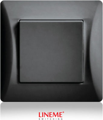 Lineme Recessed Electrical Lighting Wall Switch with Frame Basic Aller Retour Black 50-00102-2