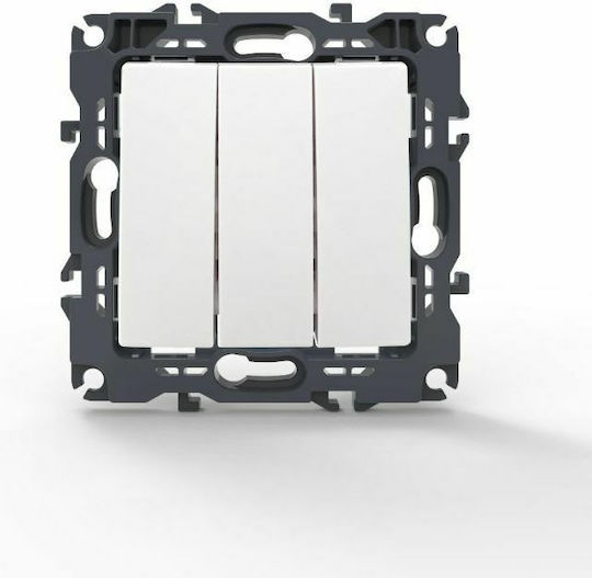 Aca Prime Recessed Wall Switch Lighting Triple without Frame White